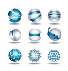 Globe sphere 3d icons set vector illustration