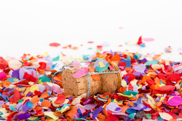 Konfetti mit Sektkorken zu Karneval, f&uuml;r Party oder Geburtstag