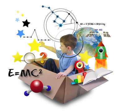 Science Boy in Space Box with Stars