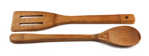 almonds and wooden spoon