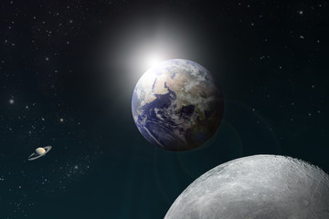 Obraz na płótnie Canvas Ziemia i Księżyc