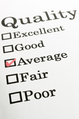 Quality Excellent Good Average Fair Poor check boxes