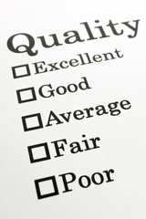 Quality Excellent Good Average Fair Poor check boxes