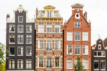 Naklejka premium Traditional dutch buildings, Amsterdam