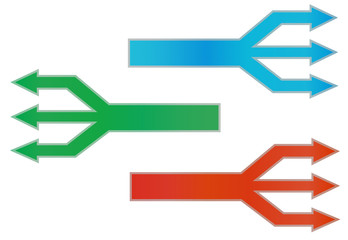 three arrows from one line