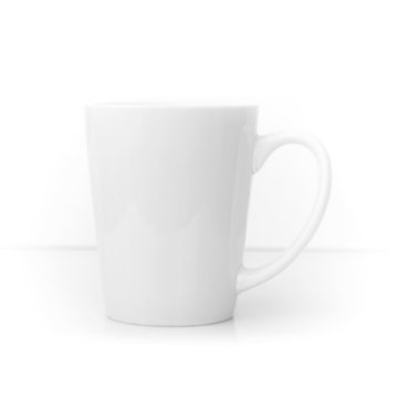 White ceramic cup above white