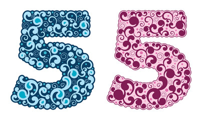 Curling alphabet. Number 5