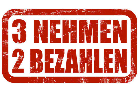 Grunge Stempel rot 3 NEHMEN 2 BEZAHLEN