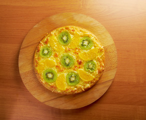sweet pizza with fruit