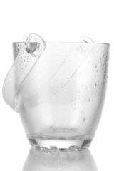 Glass ice bucket isolated on white