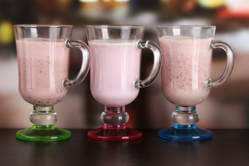 Cream cocktails on table in cafe