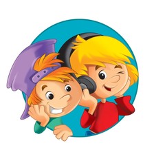 The illustration of the kids - smiling faces