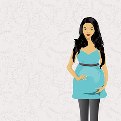 Pregnant woman isolated on white background. Vector