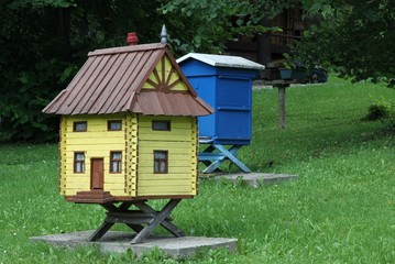 old beehives in scansen of apiary Kamianna near Krynica