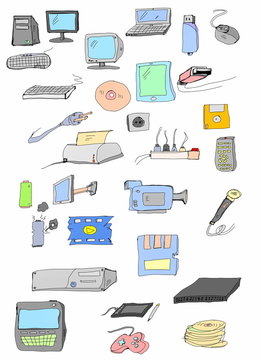 hand drawn business multimedia icons