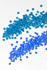 two blue polymer resins