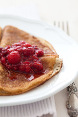 Pancakes with raspberry jam