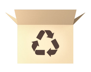 recycle mark on a opened cardboard