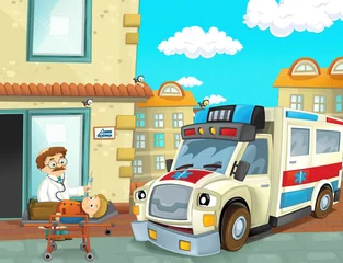 Deurstickers De spoedeisende hulp - de ambulance © honeyflavour