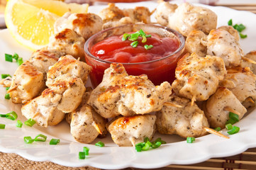 Skewers of chicken 