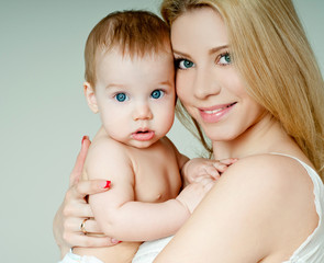 happy mother with baby