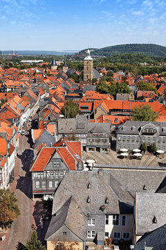 Blick auf Goslar mit Marktplatz, Deutschland