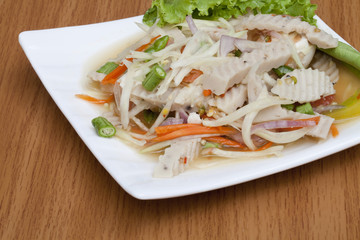 The spicy of famous Papaya salad