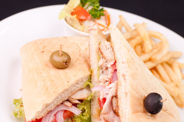 Cuban turkey sandwich close up