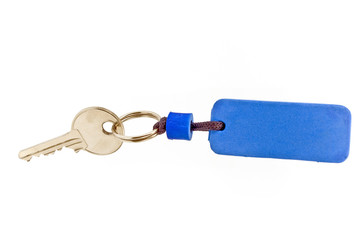House key with blue tag