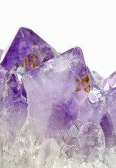 amethyst vertical macro, orange inclusions