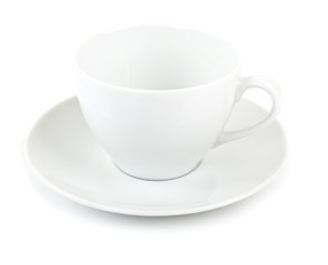 White empty cup isolated on white.