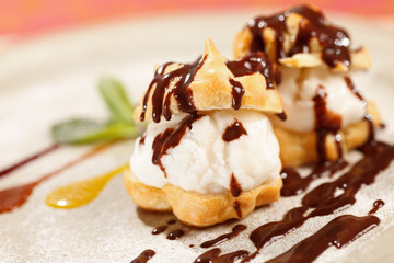 profiteroles with ice cream