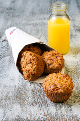 Oatmeal muffins and orange juice
