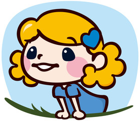 遠くを見るかわいい女の子