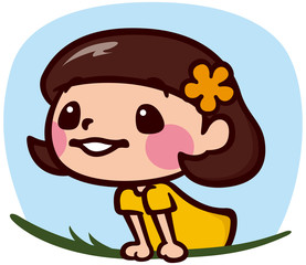 遠くを見るかわいい女の子