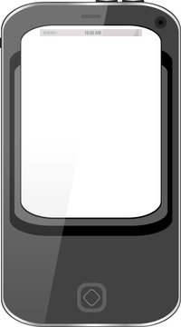 Realistic mobile phone with blank screen isolated on white