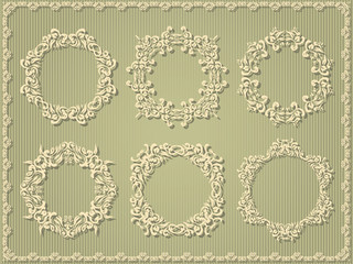 Vector set of vintage frames on a seamless background