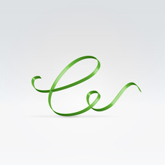 Obraz premium Thin green satin ribbon typeface