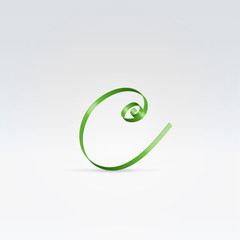 Thin green satin ribbon typeface