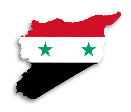 Syria map with the flag inside