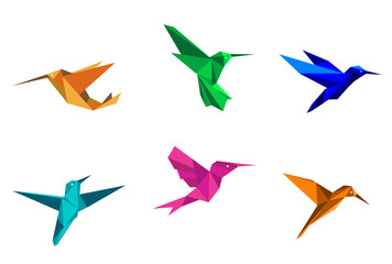Origami hummingbirds - obrazy, fototapety, plakaty