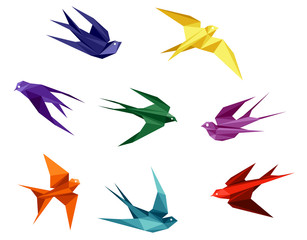 Zwaluwen in origami-stijl