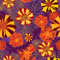 seamless pattern with flowers velvet ribbon. floral background