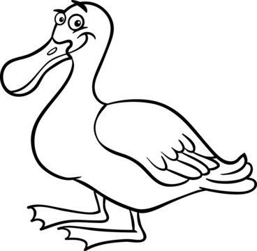 farm duck cartoon for coloring book