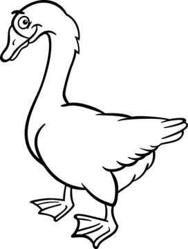 farm goose cartoon for coloring book