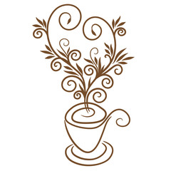 Coffee cup with floral heart  image illustration