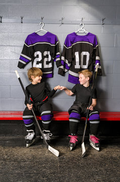 Youth Hockey Players in Fist Pump