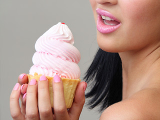 girl and  cake.