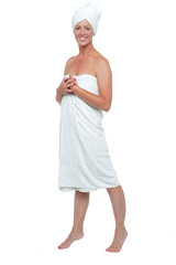 Spa woman wrapped in white towel