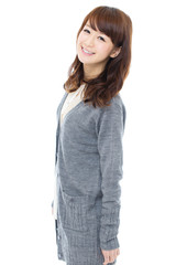 Beautiful asian woman relaxing on white background